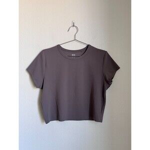 Uniqlo Women's Ultra Stretch AIRism Cropped T-Shirt in Gray Size XL